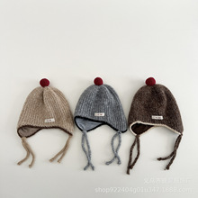儿童帽子秋冬季男女童韩版时尚毛线帽宝宝护耳保暖流苏套头针织帽