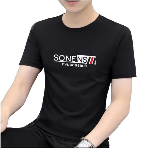 high quality Men's Pure Cotton Summer Round Neck Short-sleeved T-shirt Men's Trendy Brand Trendy Half-sleeved Upper Clothes Men's T-shirt
