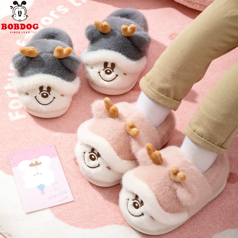 Детские зимние тапочки Babudou с плюшевой подкладкой, новые теплые хлопковые туфли с защитой от скольжения для девочек, пушистые тапочки для дома и улицы.