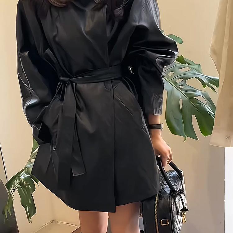 感气质炸街减龄中长款皮外套女2025秋季新款法式小个子上衣潮|undefined