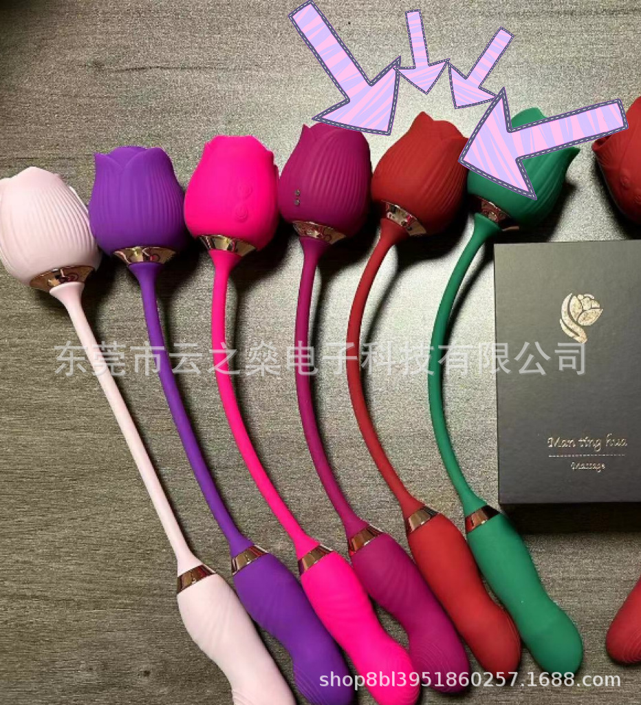 Huevo vibrador telescópico de doble cabeza con forma de rosa y diseño floral completo, función de succión, juguete para adultos de diez frecuencias operado con los dedos para mujeres, de AliExpress transfronterizo.