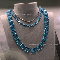 Shijia オーストリアのクリスタルシュガーキューブネックレス女性の新しいキャンディゼリーネックレス Zhai Xiaowen 同じスタイルのライト高級鎖骨チェーン
