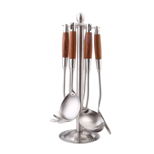 304 stainless steel spatula kitchen cooking utensil pear wood handle soup spoon pot shovel noodle scoop frying spatula rice spoon