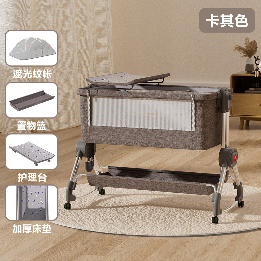 Spot Wholesale Cross-Border Portable Removable Folding Height-Adjustable Splicing Large Bed Baby Cradle Bed Anti-Spill Milk