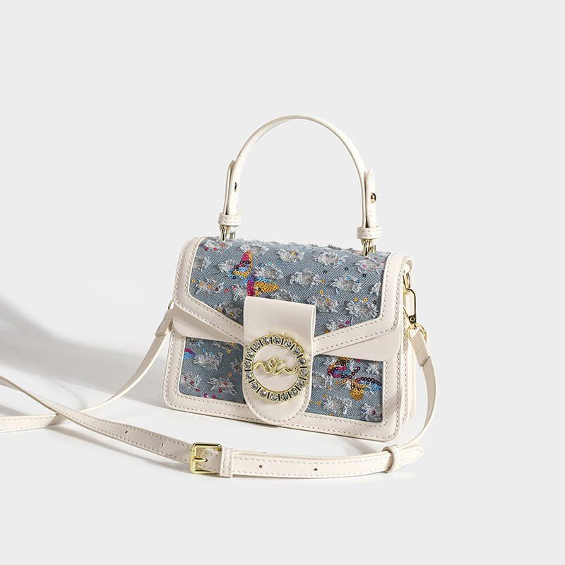 Women's Small Square Shoulder Crossbody Bag With Diamond Accents_voghion.com