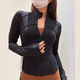 LULU ZGLY带拉链螺纹运动外套女长袖立领瑜伽服健身上衣夹克紧身