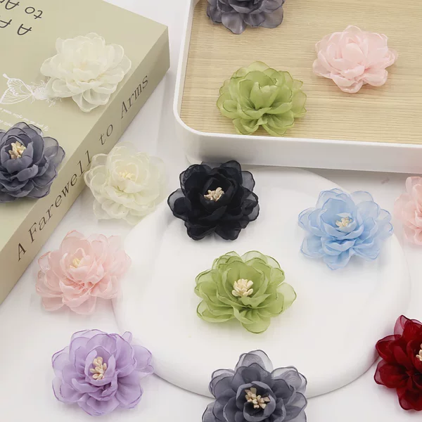 Korean Style Fabric Rose Bud 6cm Stereo Burnt Edge Flower Handmade DIY Headwear Clothing Accessories Shoes and Hats Brooch