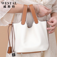 WESTAL手袋handbags2023妈咪包小拎包真皮女包大容量真皮手提包