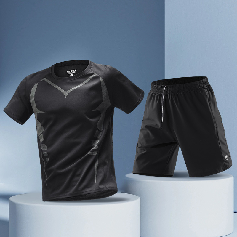 Trajes deportivos de seda de hielo para hombres, ropa de ejercicio, ropa de secado rápido, camisetas de verano, camisetas de baloncesto de entrenamiento delgadas, camisetas de manga corta
