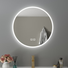 智能浴室镜圆形镜子挂墙卫生间带灯LED触摸屏感应防雾发光壁挂镜