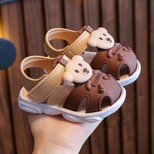 Baby Sandals Summer Style Baotou Leaky Shoes Breathable Sandals Baby 0-1-2-3 Years Old Non-Slip Soft Sole Toddler Shoes