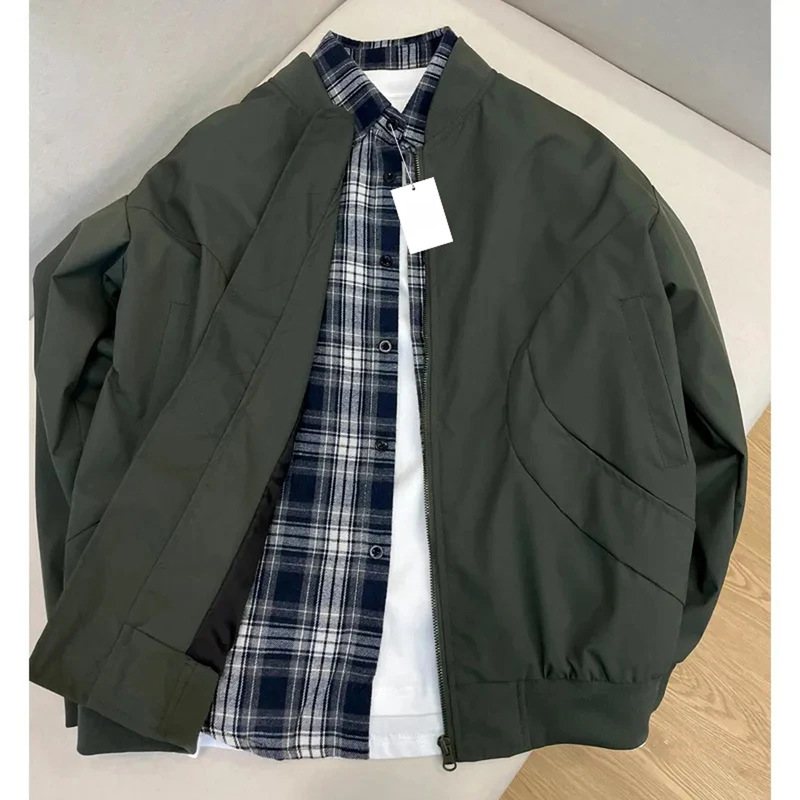 卡其色休闲飞行员夹克男款秋季美式复古百搭棒球服高级感短款外套|undefined