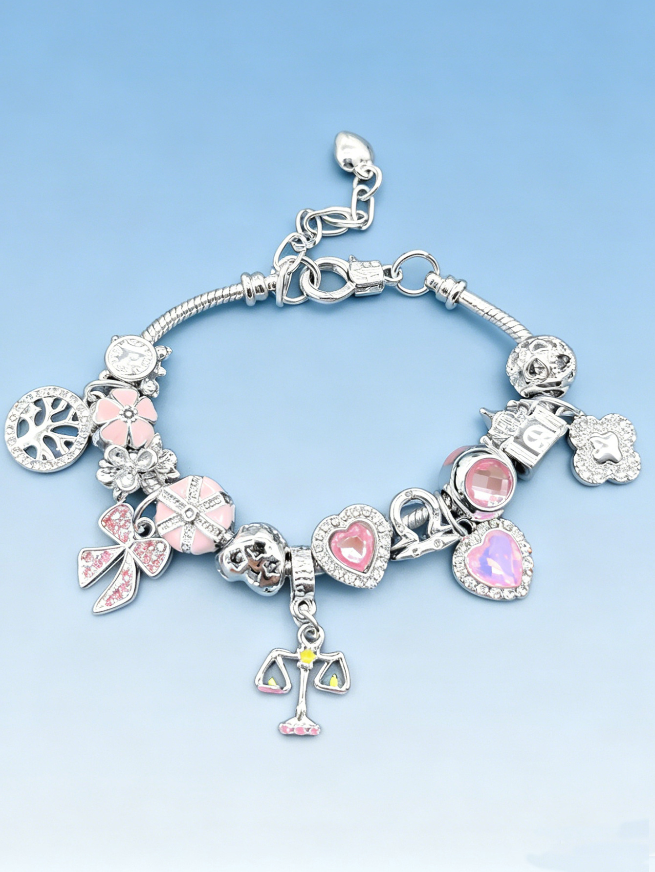 Brazalete Panjia DIY doce signos Brazalete diamante amor pentagramas árbol de la vida cuatro hojas joyas de moda