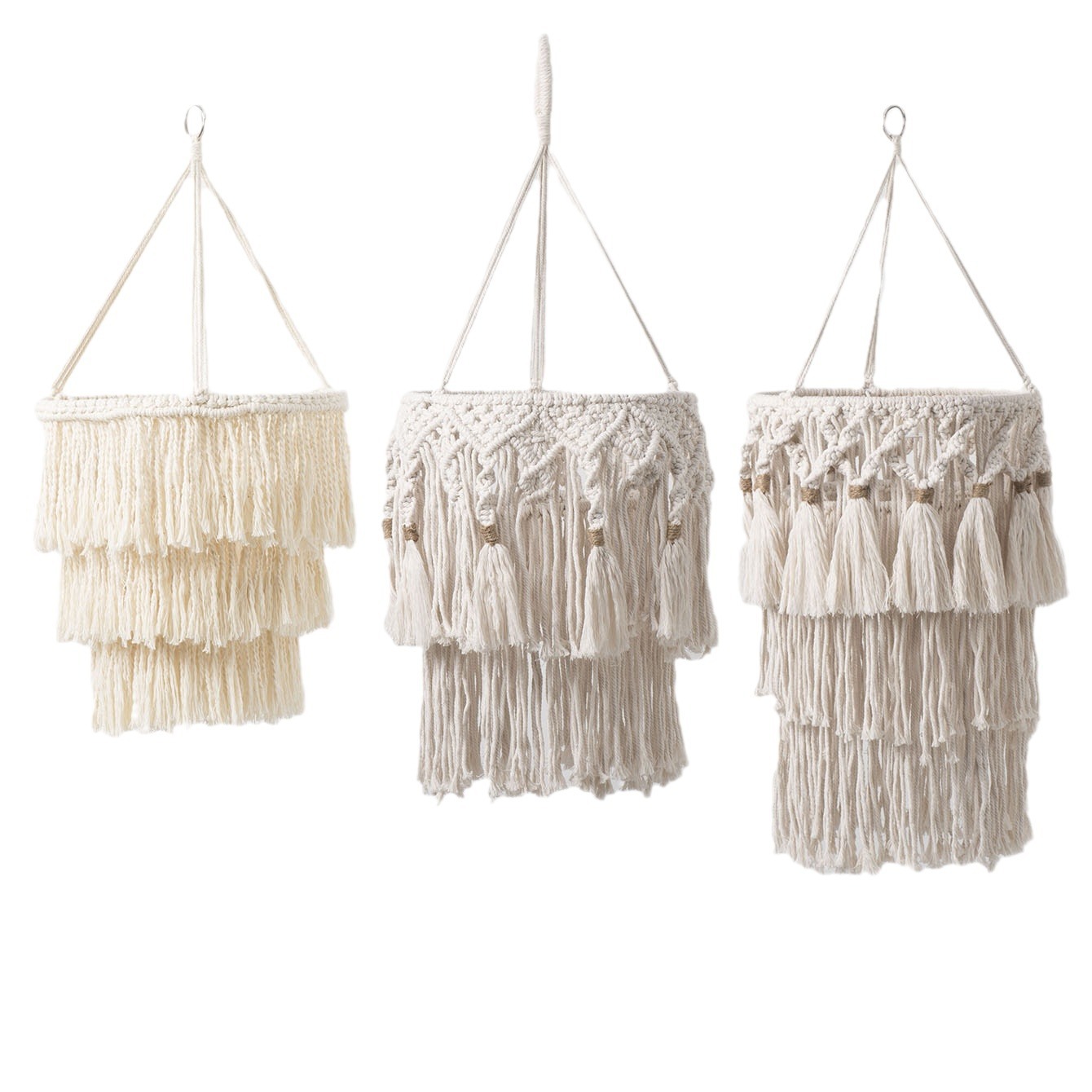 Bohemia, cordón de algodón con flecos tejido a mano, pantalla de lámpara, decoración suave para el hogar, iluminación, alojamiento y hotel, iluminación creativa