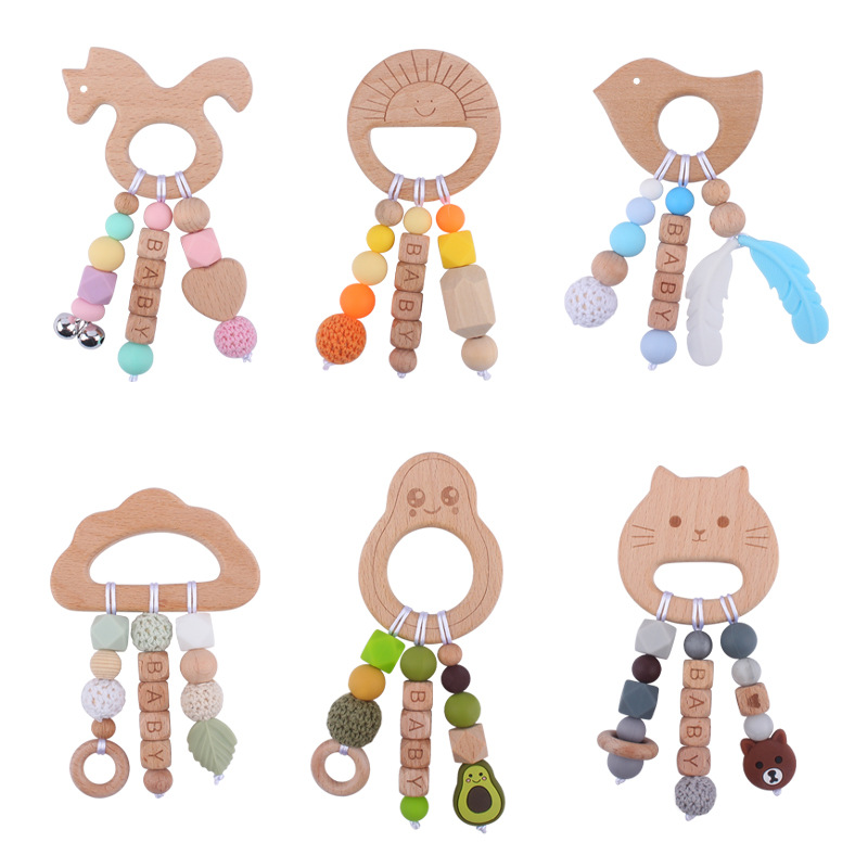 Nuevo bebé suministros de dibujos animados animal haya mordedor creativo bebé DIY mordedura molar mordedura juguete