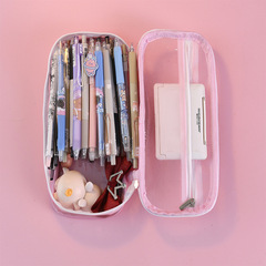 Transparent pencil bag large capacity simple student Japanese stationery bag stationery box ins male and female student stationery box bag