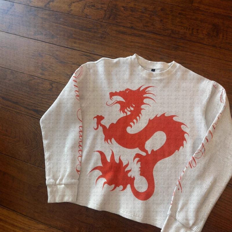 ヨーロッパとアメリカのクロスボーダーy2kプリントTシャツ長袖ラウンドネックトップパーソナライズされたダークレトロトレンドINSルーズTシャツスウェットシャツ|undefined