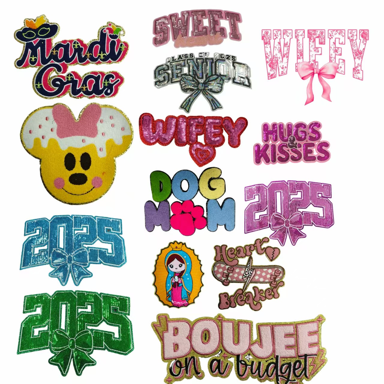 2025新款珠片刺绣布贴超大28cm补丁布贴大图案刺绣布贴刺绣贴