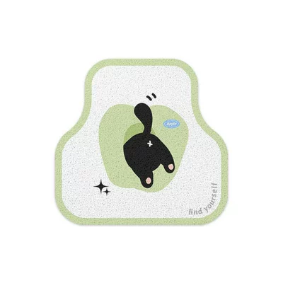 Dropshipping available. Cute, simple, versatile silk loop car floor mat, mud-scraping, anti-dirt, wear-resistant, easy to clean (Avtomobil döşəmə paspasları) - lime-colored-kitten-back-view-single-row-silk-loop-5050cm-1-picture