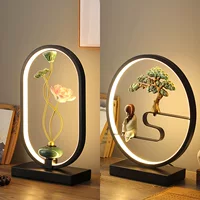 Table lamp Chinese style creative lantern, remote control bedside decorative lamp