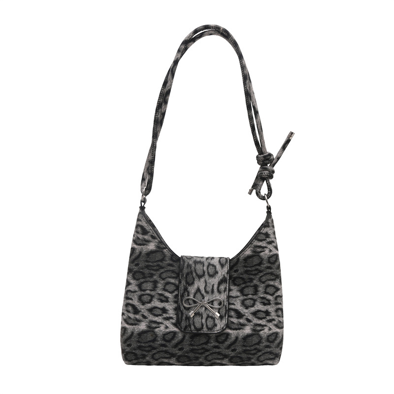 Leopardo arco brazo bolso para mujeres 2024 otoño nuevo nicho de diseño simple bolso de hombro exterior