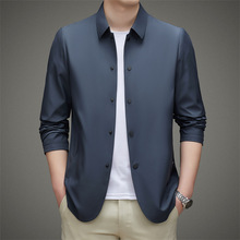 2025春秋季新款品牌男士夹克翻领中年外套商务休闲时尚男装茄克衫