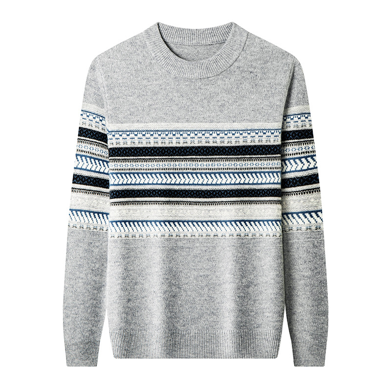 2024 겨울 젊고 중년 남성용 울 스웨터 패션 캐주얼 라운드 넥 두꺼운 따뜻한 니트 베이스 스웨터