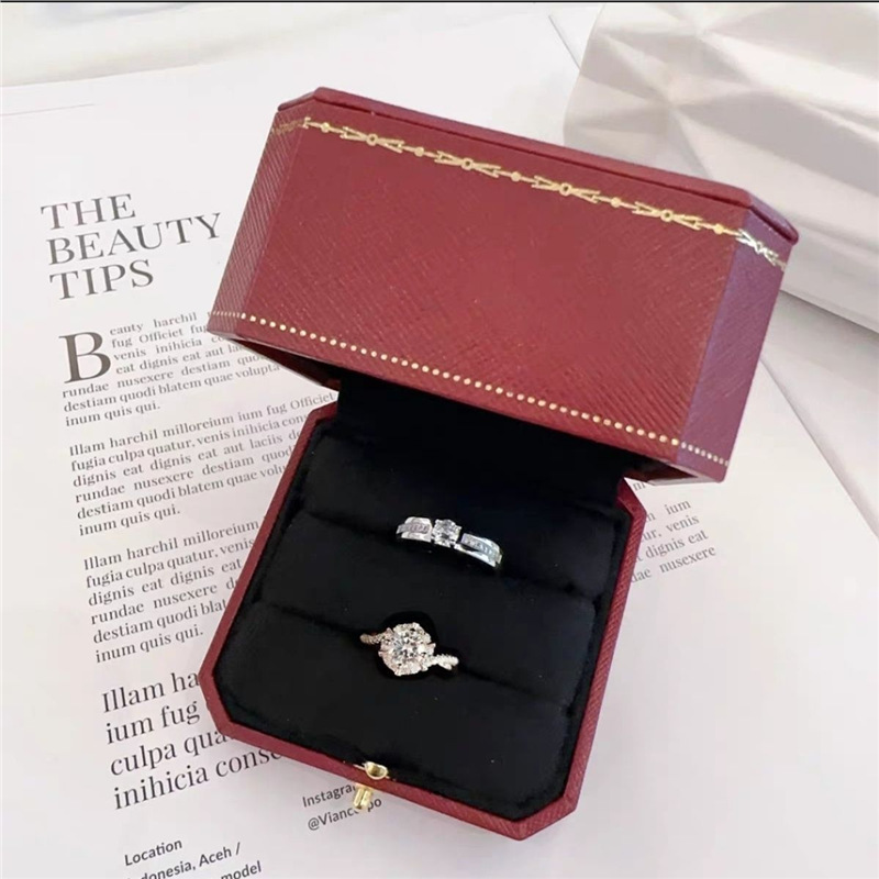 One-Carat Star Woven Diamond Ring Pair Wedding Simulation Fake Pair Wedding Ring Simulation Adjustable Fake Diamond Ring