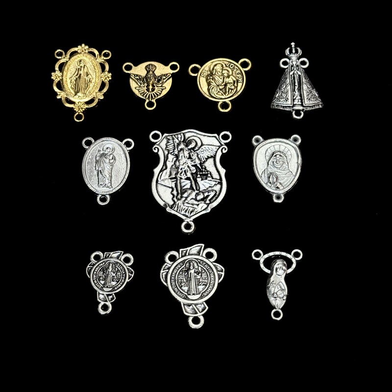 Cross-Border Alloy Virgin Mary Lace Three-Hole Connector Necklace Rosary Accessories Retro Jewelry Accessories Cross-Border Alloy Virgin Mary Lace Three-Hole Connector Necklace Rosary Accessories Retro Jewelry Accessories