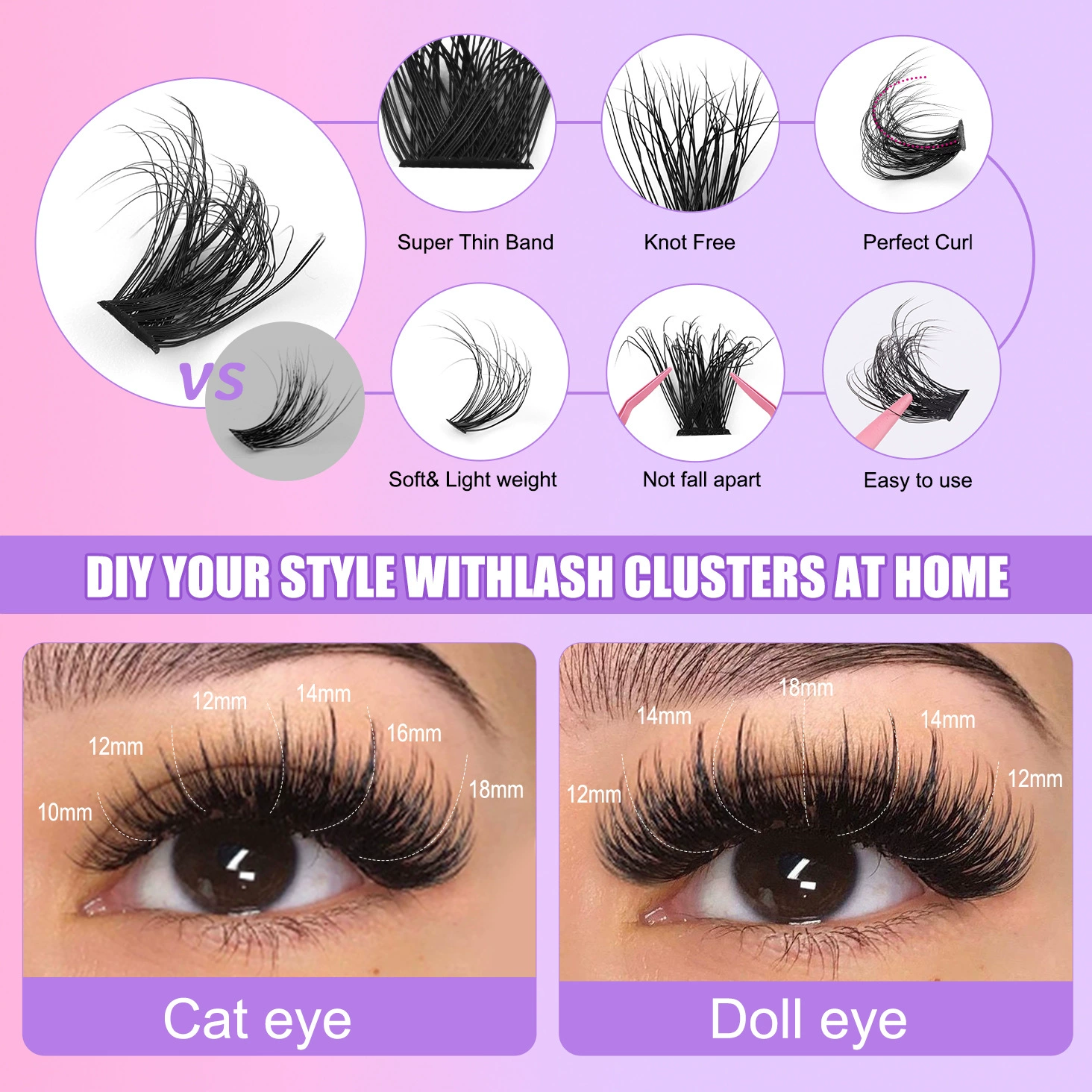 Набор для наращивания False Eyelashes Kit, пушистые завивки пучков 60D/80D/100D, наборы DIY с инструментами