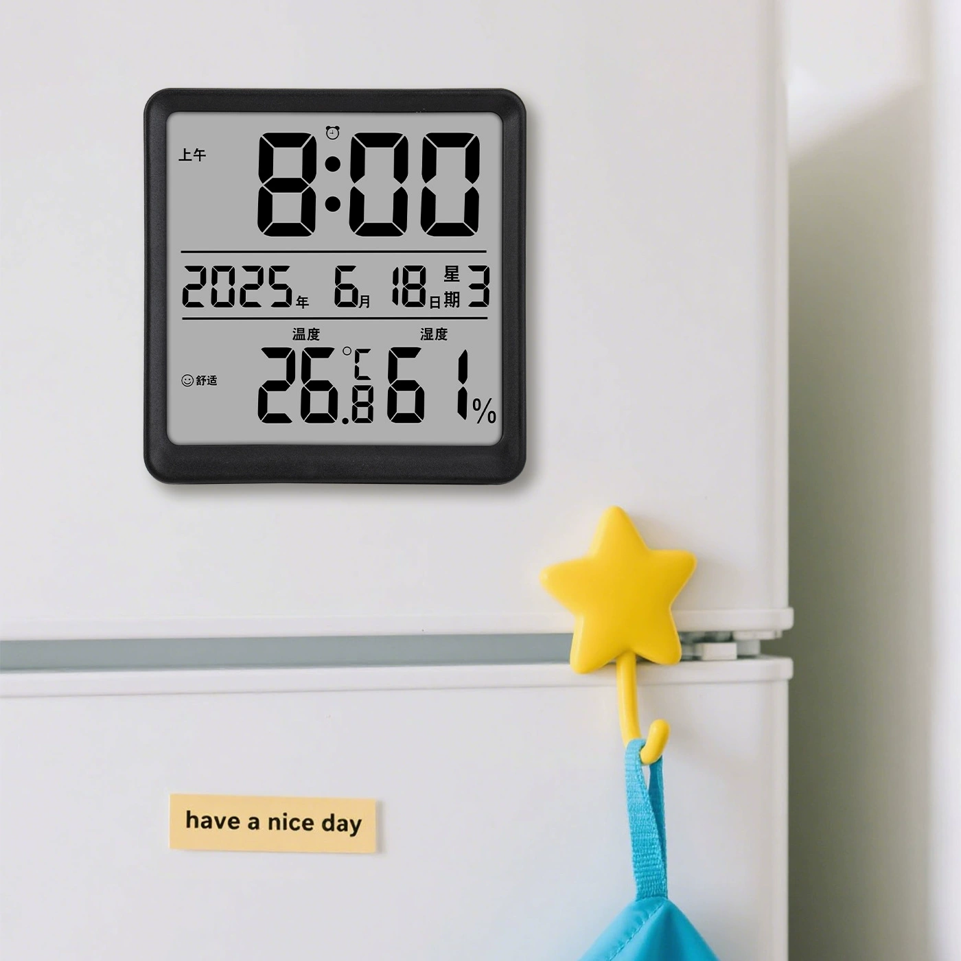 Высокоточный измеритель температуры и влажности с таймером для внутреннего бытового использования, встроенный магнитный многофункциональный измеритель температуры и влажности с большим экраном