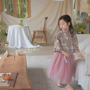 Girls Republic of China style suit 2024 new autumn children's new Chinese cheongsam two-piece antique princess dress super fairy