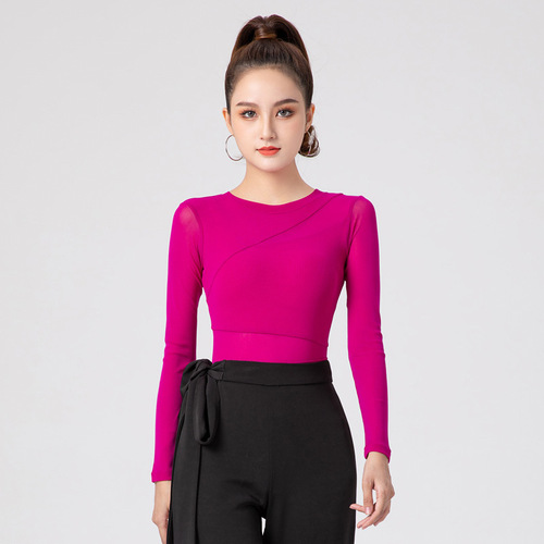 A drop-shipping Latin dance costume for women, modern dance tops, long-sleeved body suits, dance suits, jitterbug dance suits, one-piece