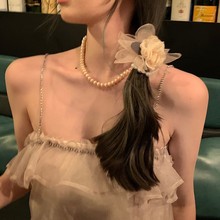 干枯玫瑰花朵珍珠发绳女高级感气质发圈新款法式气质头饰头饰发饰