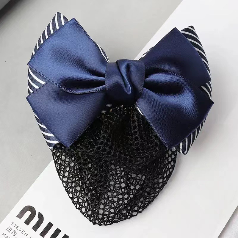 스트라이프 블랙 파인 메쉬-네이비 블루