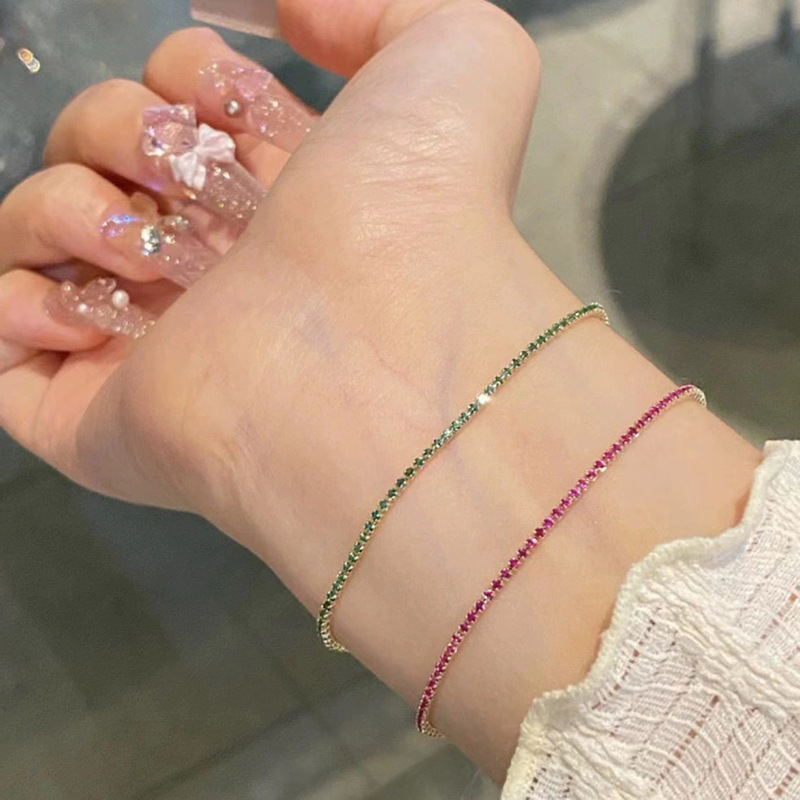 Square zircon bracelet simple personality design high sense bracelet commuter niche sweet ultra-fine jewelry wholesale women