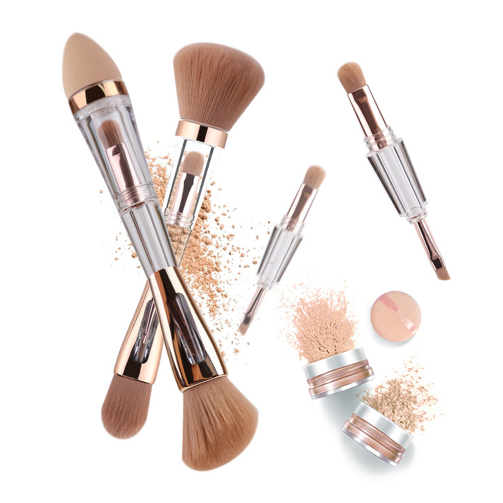 Patente transfronteriza herramienta de maquillaje multifuncional cuatro en uno sombra de ojos de cejas inclinadas contorno de polvo de tamaño de cepillo de maquillaje personalizado