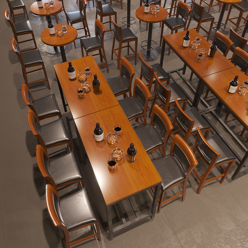 Madera maciza comuna mesa y silla comuna bar silla alta Mesa estilo industrial pub sofá cubierta bar silla