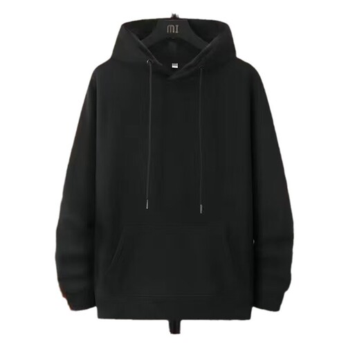 Autumn and Winter Hooded Sweatshirt Men's Fleece-lined Thickened Trendy Large Size Loose Casual Middle-aged Youth Solid Color Hoodie