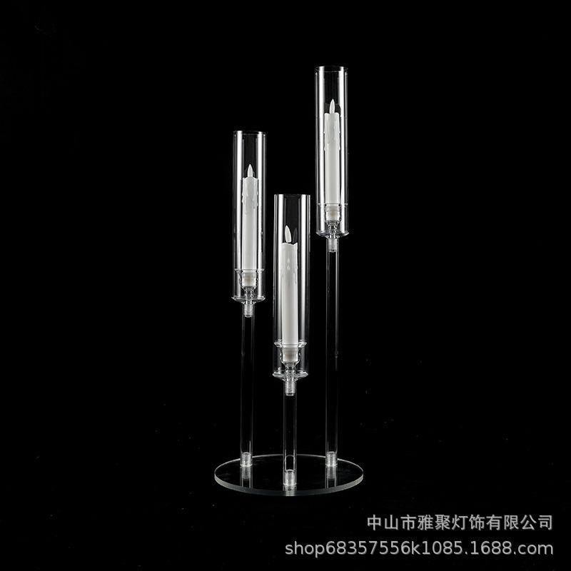 Accesorios para bodas, letreros transparentes sólidos, decoración para escenarios de bodas, exhibidores de mesa, portavelas de acrílico al por mayor