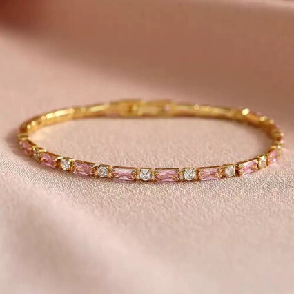 Xiaohongshu Fashion Simple Light Luxury White Pink Crystal Bracelet for Women Xiaohongshu Fashion Simple Light Luxury White Pink Crystal Bracelet for Women