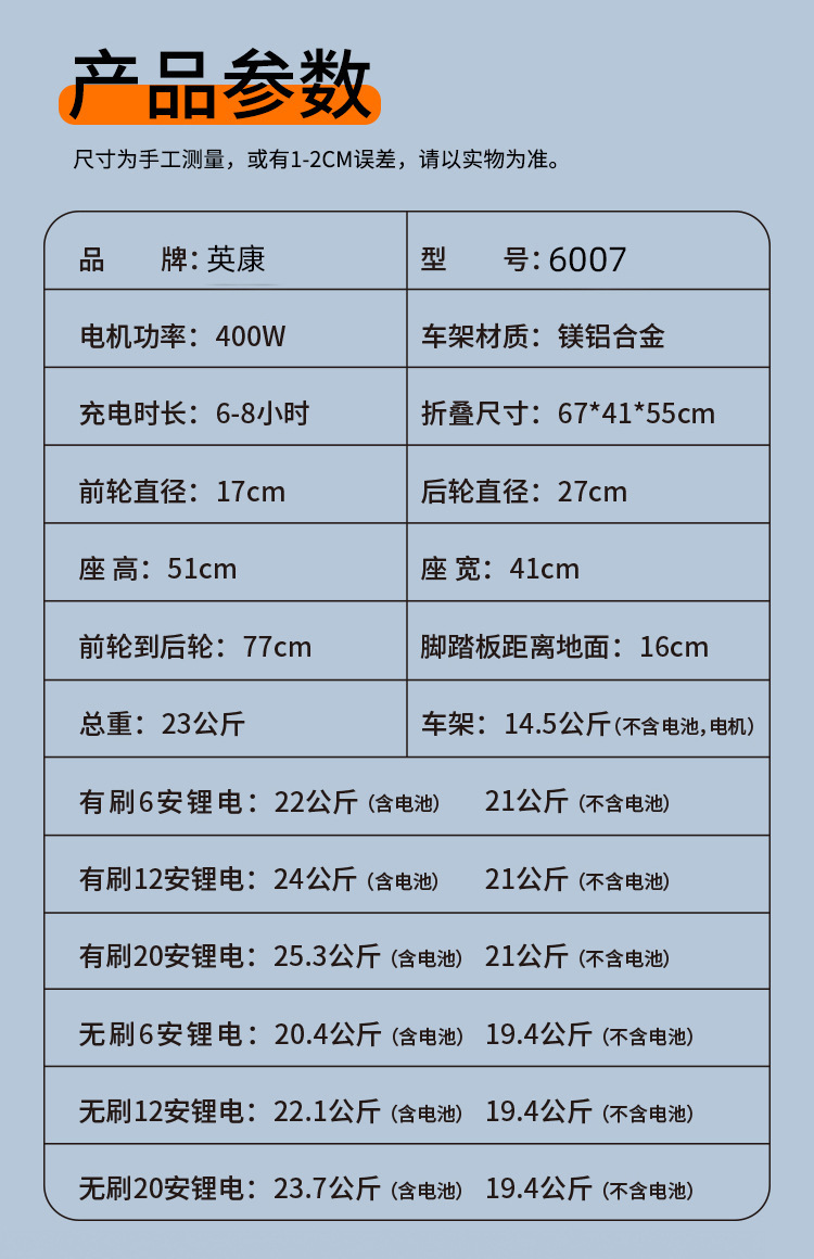 Manufacturer Delivers Foreign Trade Export Folding Aluminum Alloy Lithium Battery Electric Wheelchair Electric Vehicle Portable Scooter Cross-Border