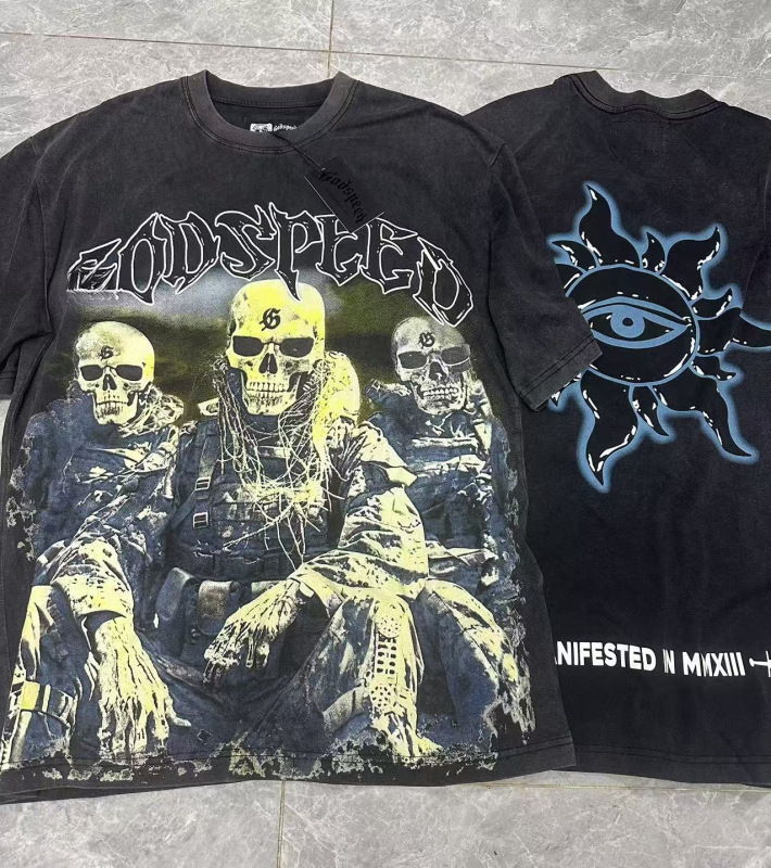 25ss アメリカのトレンディなブランド GOD ロックバンド ヒップホップ レタープリント 半袖 高品質 コットン Tシャツ カップル同スタイル|undefined