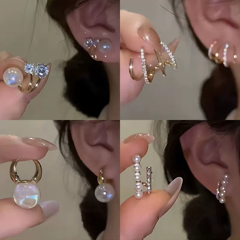 Серебряная игла, серьги из жемчуга, микроинкрустация, стиль легкой роскоши, стиль высокого качества