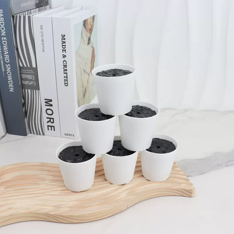 黑盖白色塑料花盆带盖落地式简约绿植插花盆栽庭院仿真花装饰圆盆