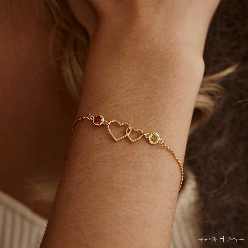 European and American Style Double Heart Bracelet for Women, Fashionable and Light Luxury, 100 Languages I Love You Projection Bracelet, Fashion Jewelry Customization European and American Style Double Heart Bracelet for Women, Fashionable and Light Luxury, 100 Languages I Love You Projection Bracelet, Fashion Jewelry Customization