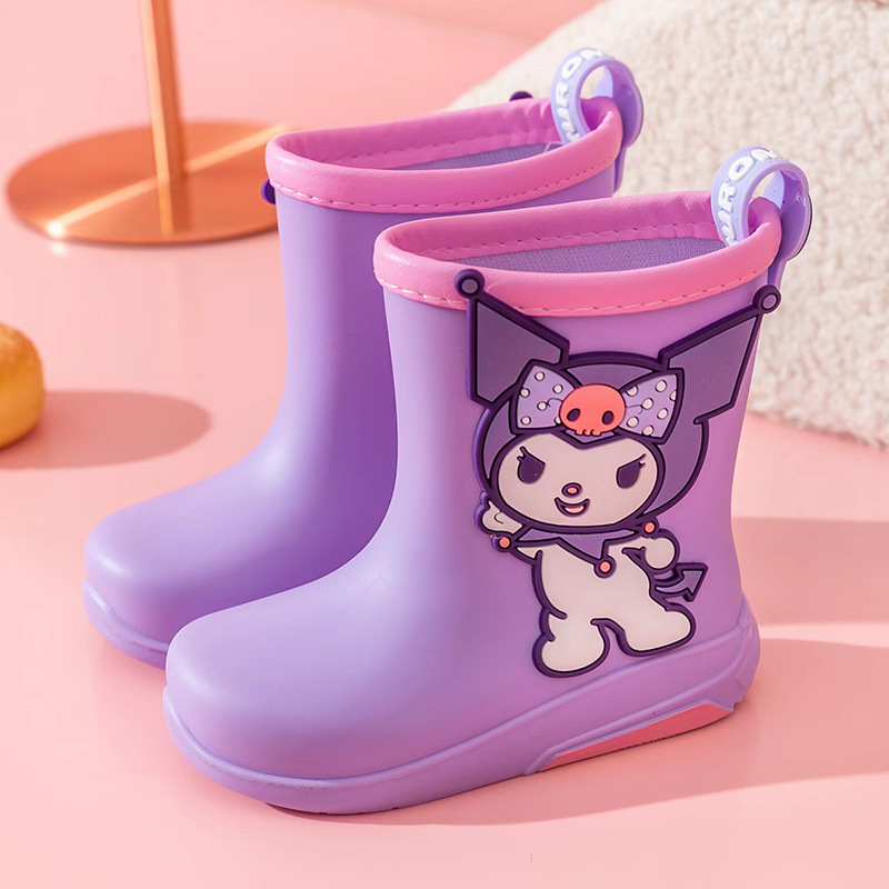 Kulomi Four Seasons Children's Cartoon Rain Boots Hello Kitty Men's and Women's Mid-barrel Rain Boots Non-slip Water Shoes Plus Velvet Wholesale