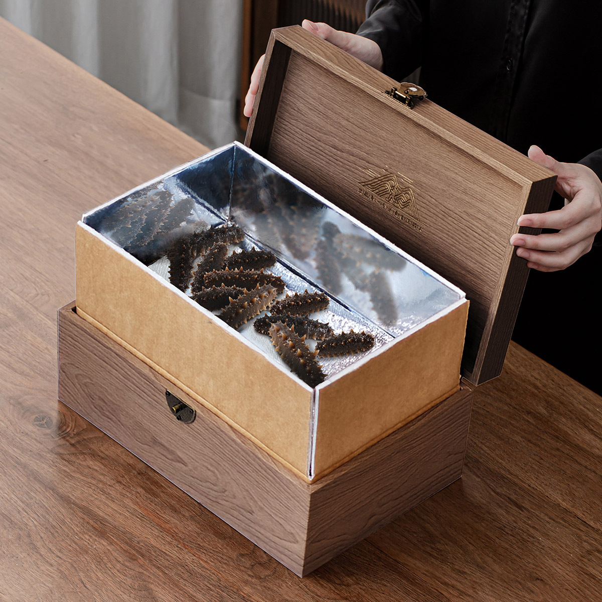 高档即食海参礼盒空盒2026新款通用新鲜虫草松茸海鲜包装盒高级感