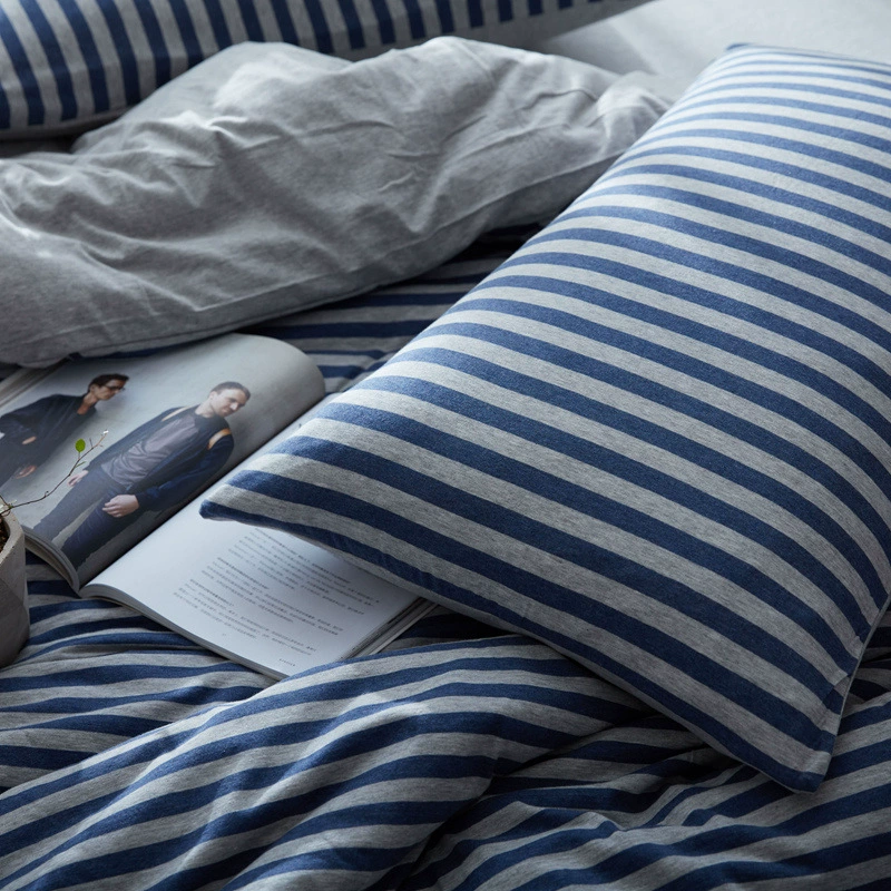 Вязаная хлопковая наволочка без принта Tianzhu, хлопковая полосатая наволочка 48x74 см, одинарная вязаная хлопковая одинарная наволочка