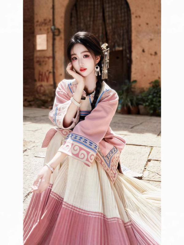2025 新しい夏の彝族少女服古代スタイルの民族衣装パフォーマンス服写真パフォーマンス服|undefined